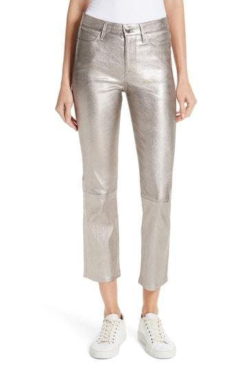 Women's Frame Straight Leg Metallic Leather Pants