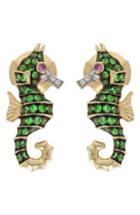 Women's Yvonne Leon Seahorse Tsavorite, Diamond & Pink Sapphire Earrings