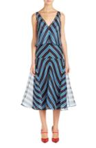 Women's Fendi Stripe Silk Convertible Dress Us / 38 It - Blue
