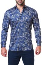 Men's Maceoo Fibonacci Victorian Paisley Print Trim Fit Sport Shirt (m) - Blue