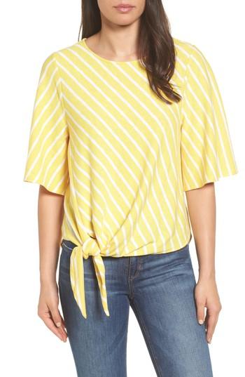 Women's Caslon Tie Front Knit Tee - Yellow