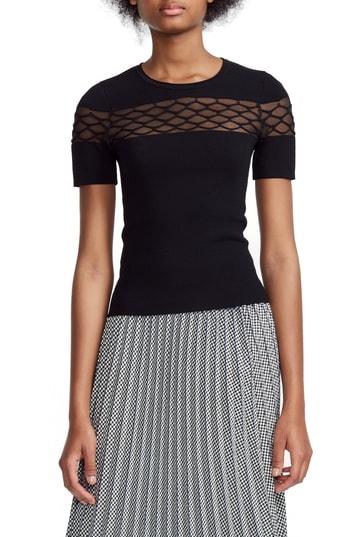 Women's Maje Sheer Yoke Sweater - Black