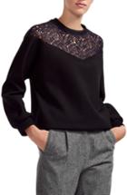 Women's Maje Tepina Lace Sweatshirt - Black