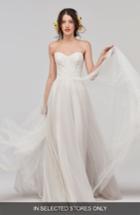 Women's Willowby Mariposa Strapless Applique Net & Tulle Gown, Size - Ivory