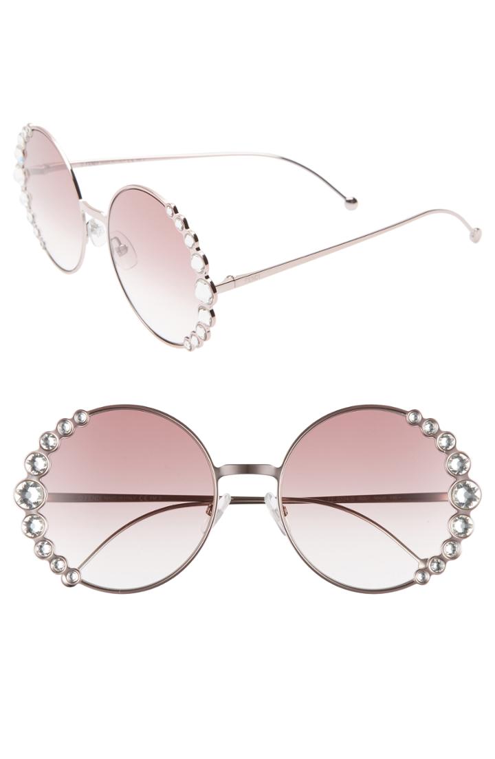 Women's Fendi 58mm Round Sunglasses - Pink