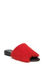 Women's Diane Von Furstenberg Santi Genuine Shearling Slide Sandal M - Red
