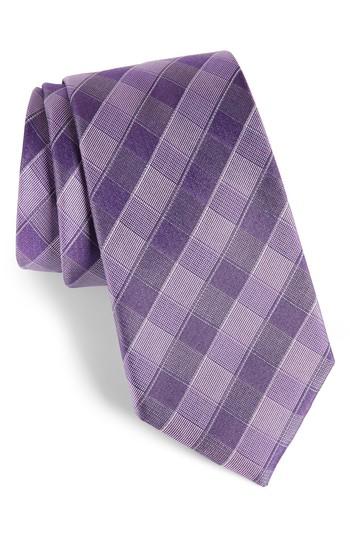 Men's Calibrate Cobbin Plaid Silk Tie, Size - Purple