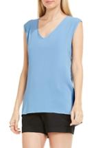 Women's Vince Camuto Mixed Media Top, Size - Blue