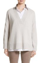 Women's Lafayette 148 New York Vanise Cashmere Sweater, Size /small - Grey