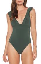 Women's Robin Piccone Ruffle One-piece Swimsuit - Green