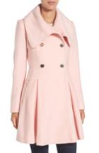 Petite Women's Guess Envelope Collar Double Breasted Coat P - Pink