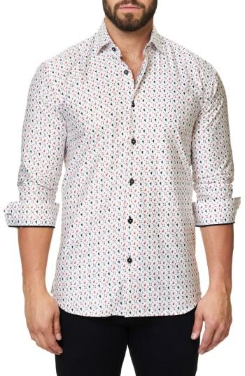 Men's Maceoo Trim Fit Print Sport Shirt (m) - White