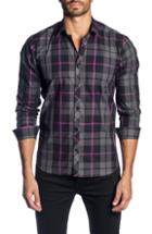 Men's Jared Lang Trim Fit Plaid Sport Shirt - Black