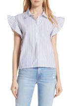 Women's Frame Flutter Sleeve Stripe Shirt - White