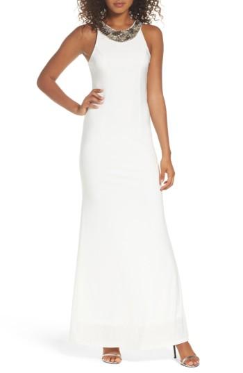 Women's Lulus Pledging My Love Beaded Gown - White
