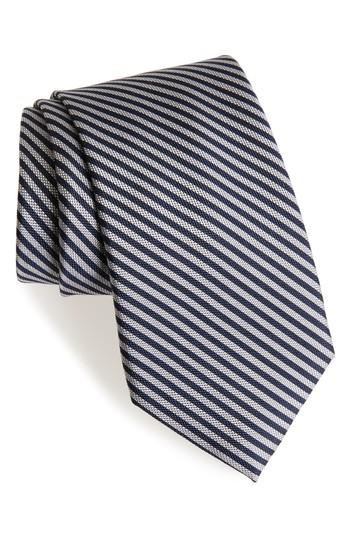 Men's Calibrate Stripe Silk Tie, Size - Black