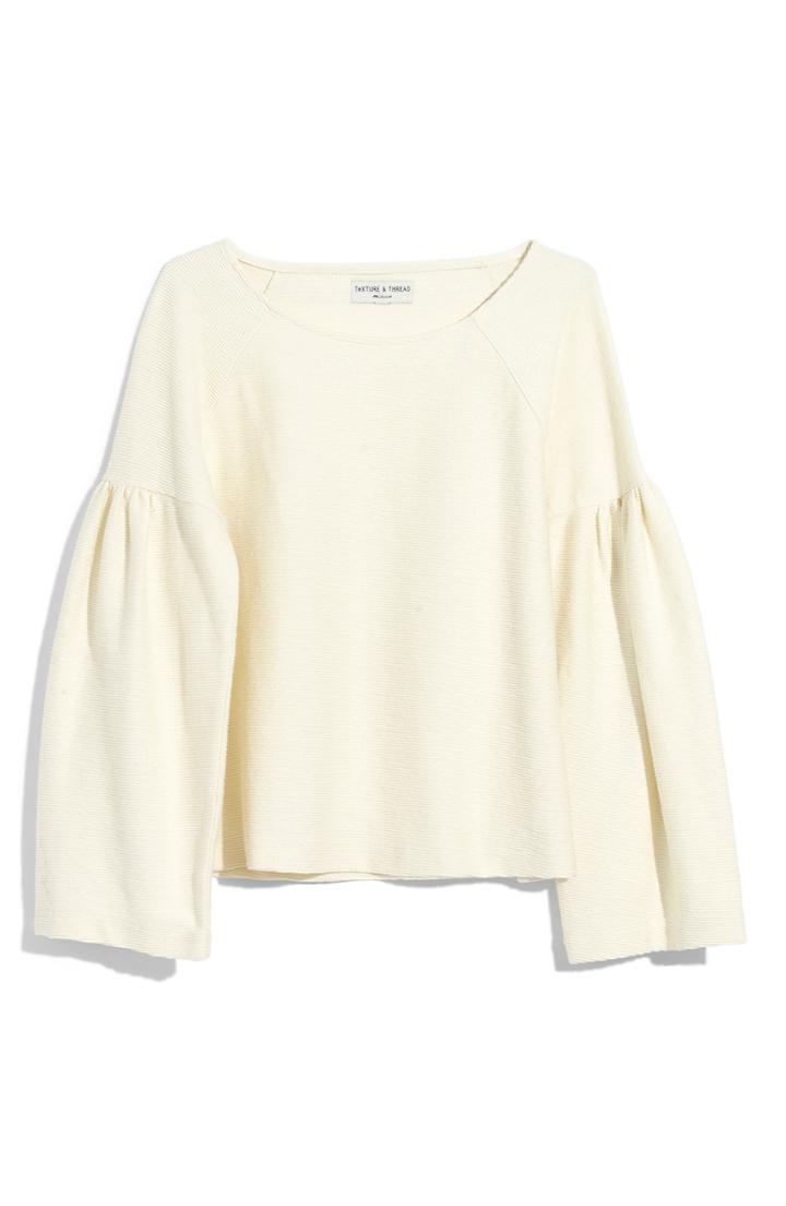 Women's Madewell Texture & Thread Ruffle Cuff Top, Size - White