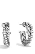 Women's David Yurman 'crossover' Hoop Earrings With Diamonds
