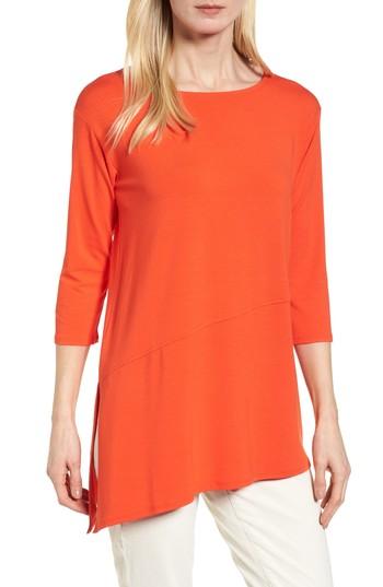 Women's Eileen Fisher Asymmetrical Jersey Top, Size - Red