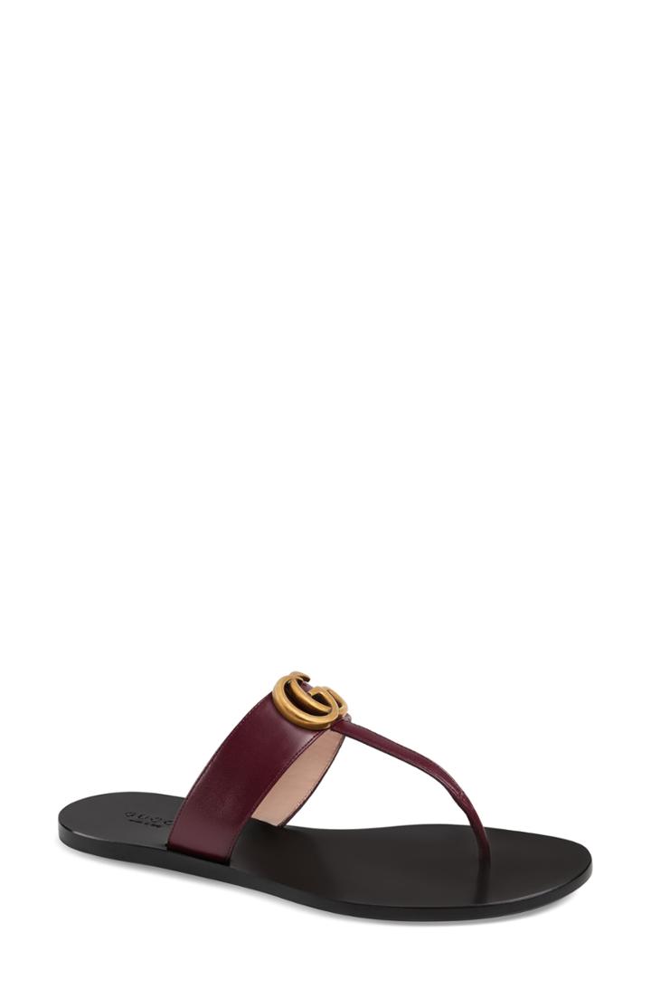 Women's Gucci Marmont T-strap Sandal .5us / 34.5eu - Burgundy