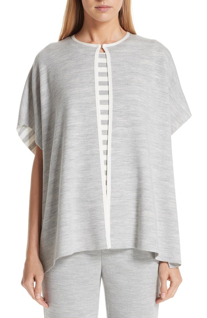 Women's St. John Collection Knit Reversible Poncho, Size /small - Grey