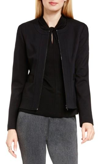 Women's Vince Camuto Front Zip Collarless Jacket - Black