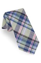 Men's Ted Baker London Plaid Cotton & Linen Tie, Size - Green