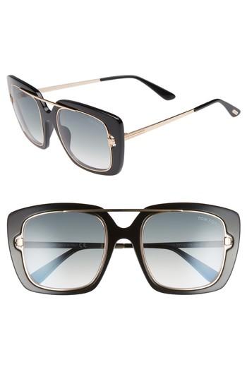 Women's Tom Ford Marissa 52mm Sunglasses - Shiny Black/ Gradient Smoke