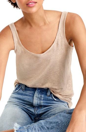 Women's J.crew Scoop Neck Metallic Linen Tank Top