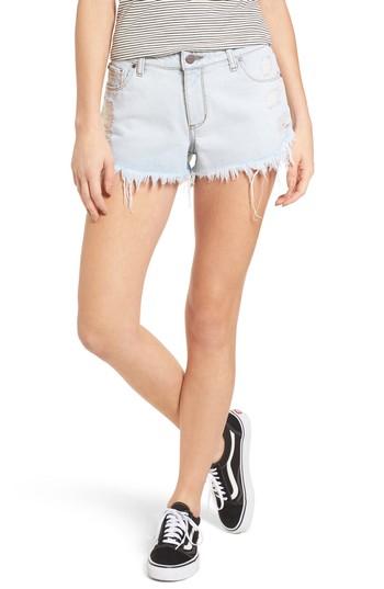Women's Bp. Fray Hem Denim Shorts - Blue