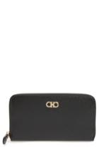 Women's Salvatore Ferragamo Gancini Zip Around Wallet - Black