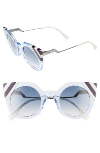 Women's Fendi 47mm Cat Eye Sunglasses - Azure