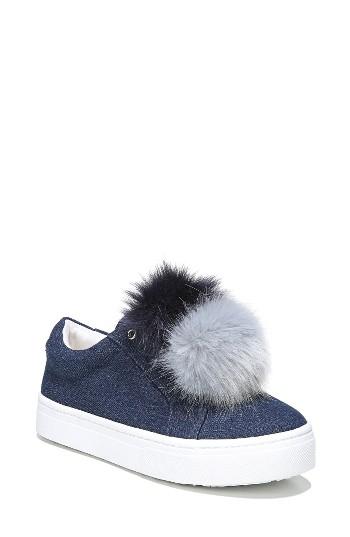 Women's Sam Edelman 'leya' Faux Fur Laceless Sneaker M - Blue