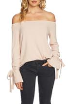 Women's 1.state The Cozy Tie Sleeve Off The Shoulder Sweater - Pink