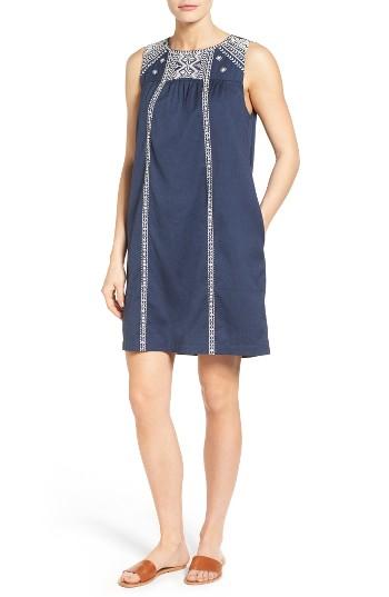 Women's Caslon Embroidered Sleeveless Shift Dress