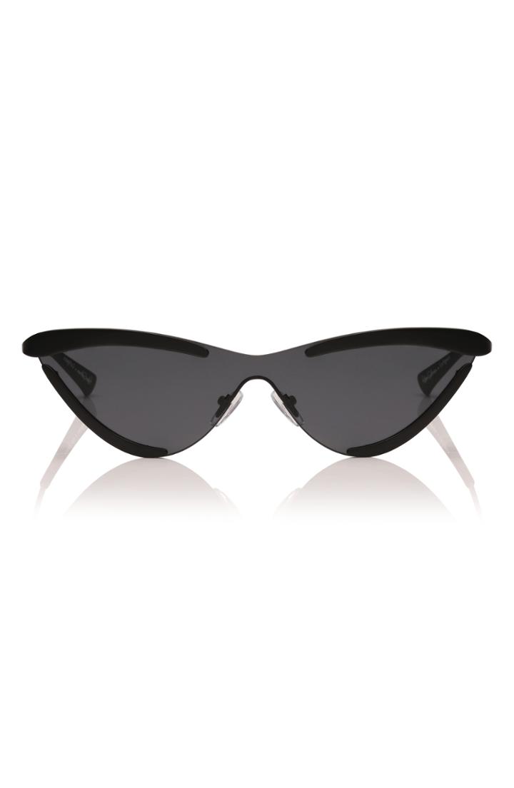 Women's Adam Selman X Le Specs Luxe The Scandal 142mm Cat Eye Sunglasses - Black Satin