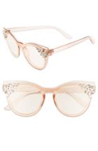 Women's Leith 52mm Crystal Embellished Round Sunglasses - Crystal Nude