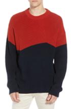 Men's French Connection Asymmetrical Colorblock Sweater, Size - Red