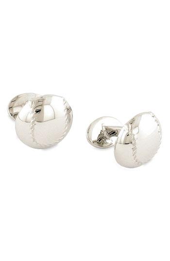 Men's David Donahue 'baseball' Sterling Silver Cuff Links