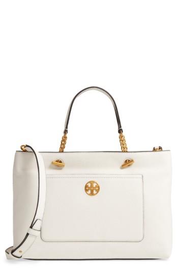 Tory Burch Chelsea Leather Satchel - Ivory