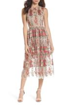 Women's Bronx And Banco Poppy Embroidered Tulle Tea Length Dress Us / 6 Au - Beige