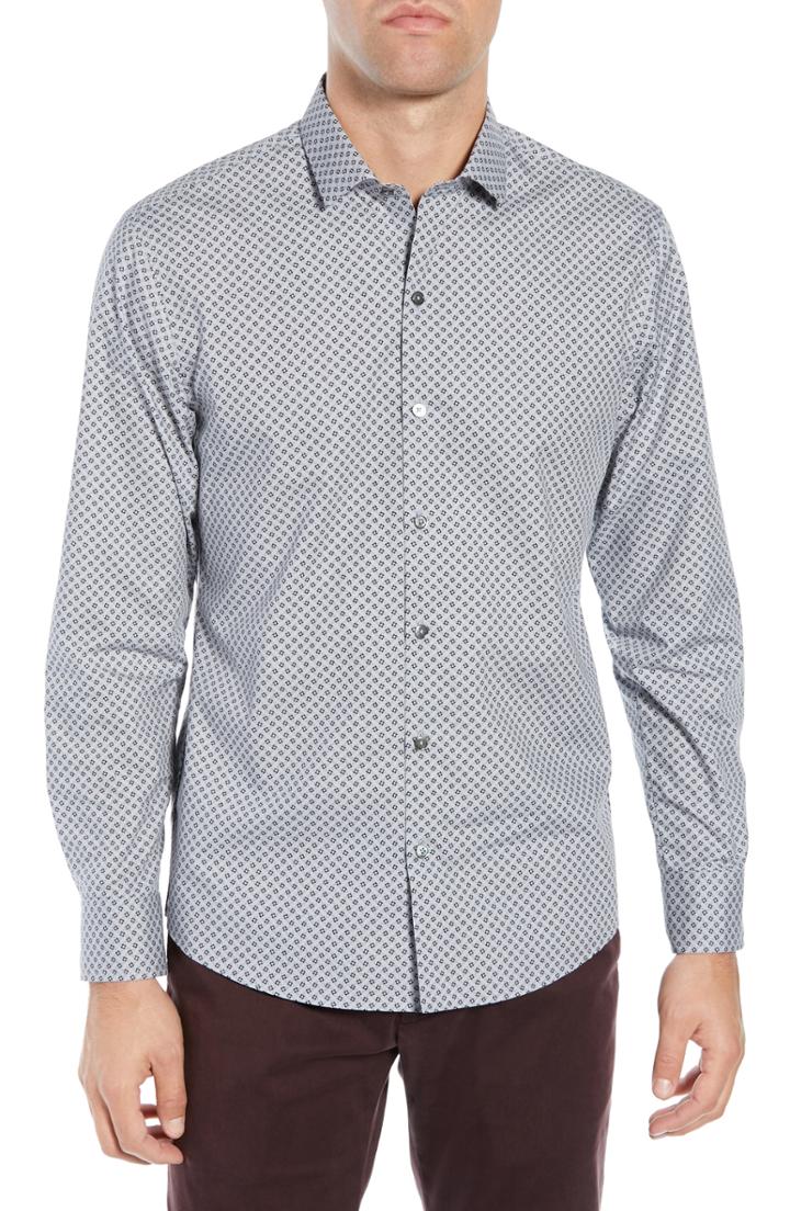 Men's Zachary Prell Wyatt Regular Fit Print Sport Shirt - Grey