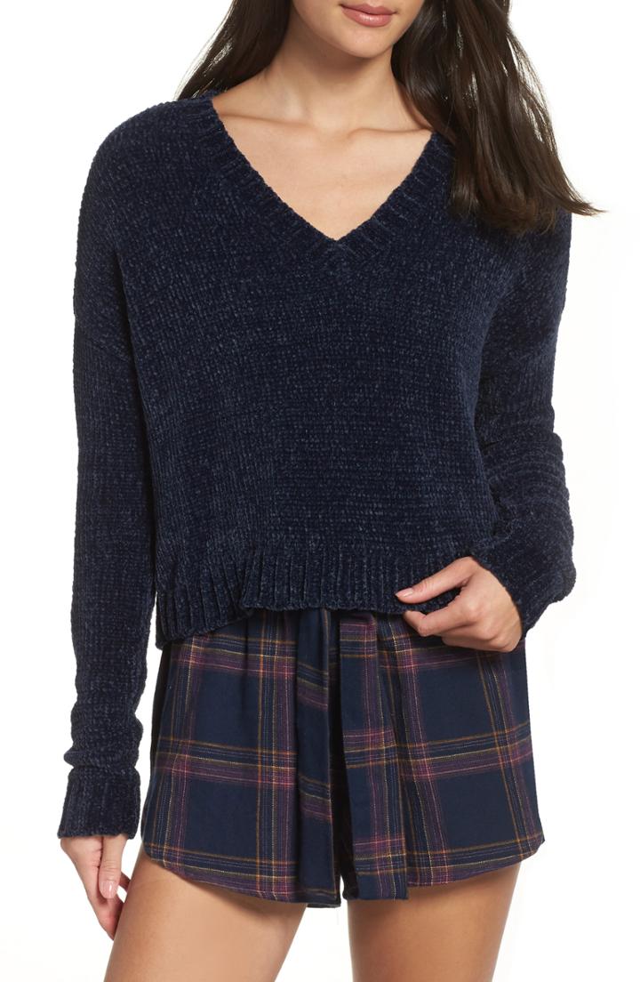 Women's Make + Model Crop Chenille Sweater - Blue