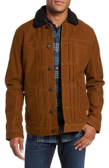 Men's Jeremiah Terra Broken Twill Jacket With Faux Shearling Trim, Size - Brown