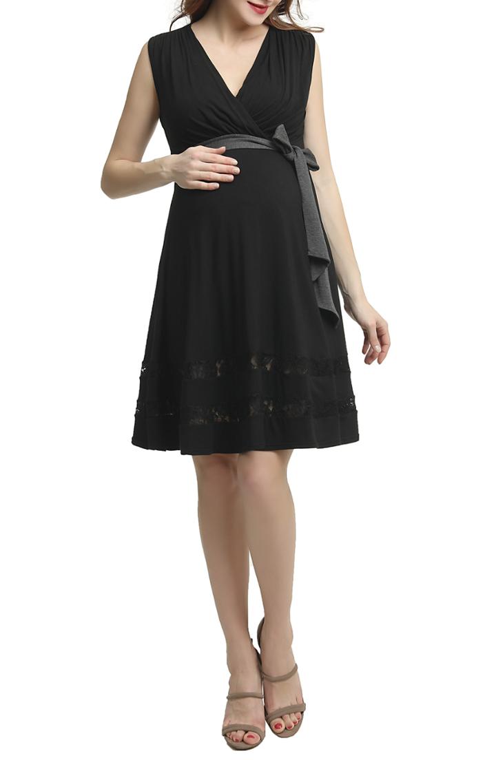 Women's Kimi And Kai Marji Lace Accent Babydoll Maternity/nursing Dress
