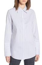 Women's Lewit Exaggerated Cuff Stripe Shirt - Blue