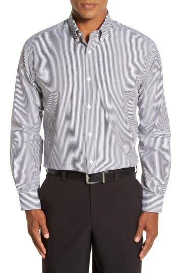 Men's Cutter & Buck 'epic Easy Care' Regular Fit Mini Bengal Stripe Sport Shirt, Size - Grey