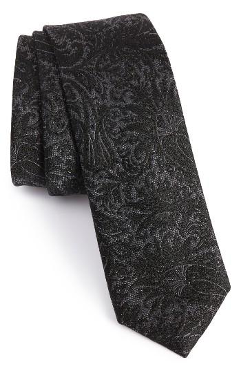 Men's Calibrate Botanical Paisley Silk Skinny Tie, Size - Black