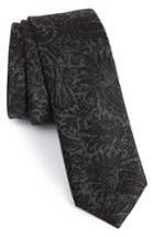 Men's Calibrate Botanical Paisley Silk Skinny Tie, Size - Black