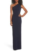 Women's Katie May One-shoulder Crepe Column Gown - Blue